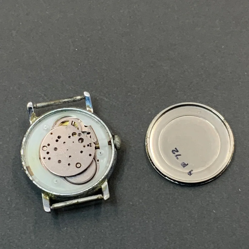 Vintage Timex Manual Wind Watch Date Dial Parts Repair Project Chrome Silver